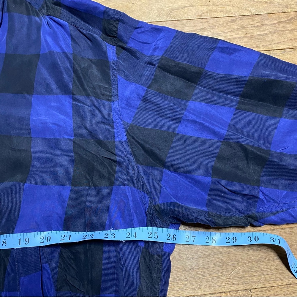 Blue and Black Plaid Bomber Jacket - Picture 10 of 11